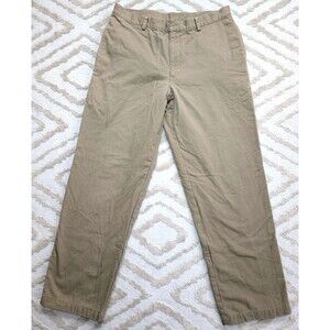 LL BEAN Double L Chinos Natural Fit Plain Front Flannel Lined Khaki Pants 36x32